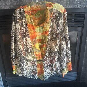 NWT Glamorous Harari Etti Sambuca Jacket with matching tank top XL -100% silk